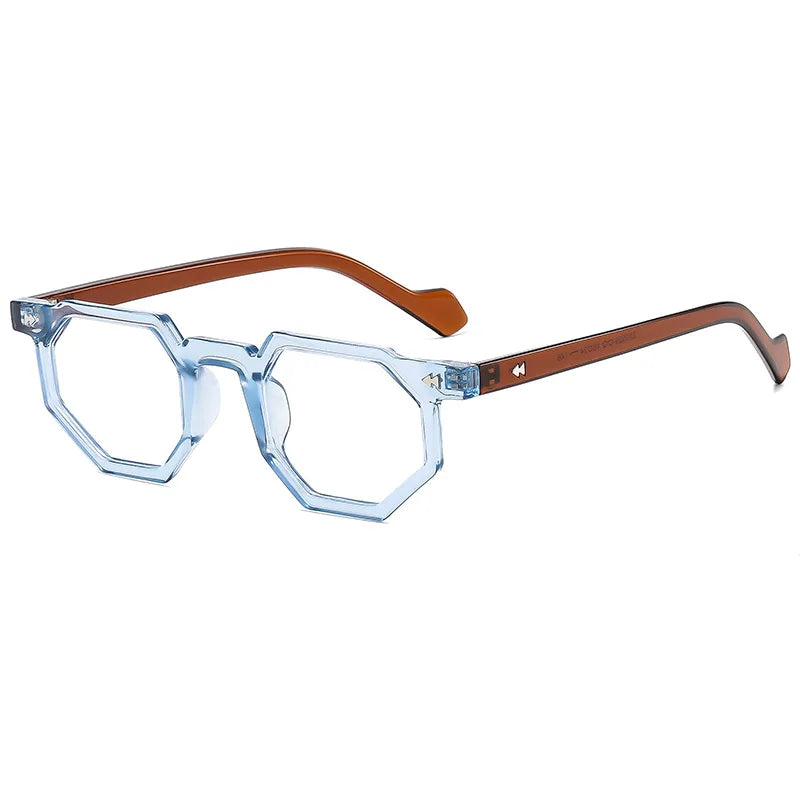 Retro Amber Polygon Small Irregular Square Women Plain Glasses Rivets Men Shades Fashionable Colorful Anti Blue Light Glasses
