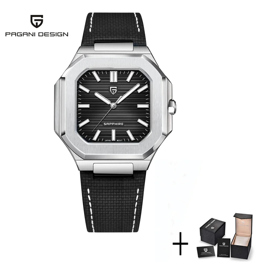 PAGANI DESIGN 2025 New 37MM Square Casual Top brand Men Watch Sapphire Glass Stainless Steel Quartz Watch Gift With Box Relojes