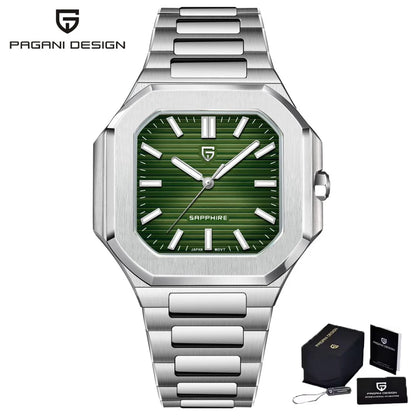 PAGANI DESIGN 2025 New 37MM Square Casual Top brand Men Watch Sapphire Glass Stainless Steel Quartz Watch Gift With Box Relojes