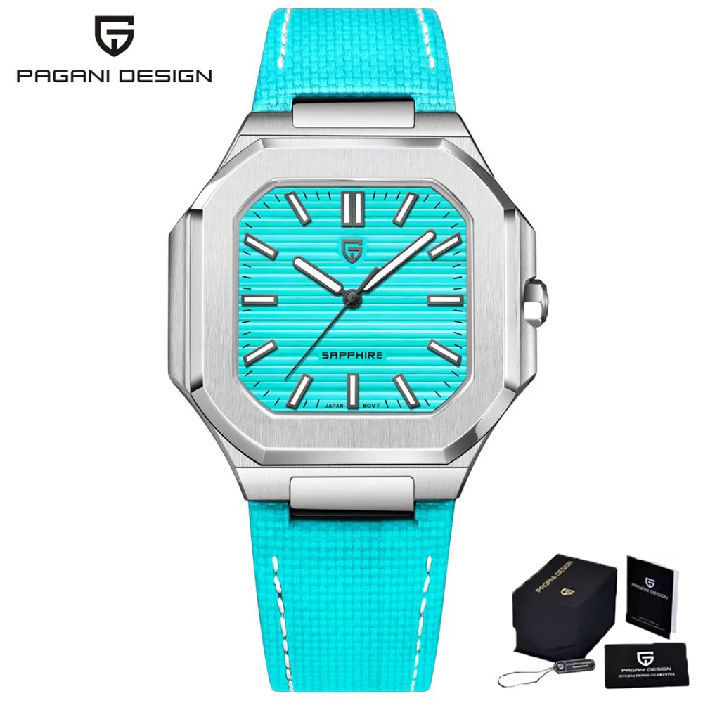 PAGANI DESIGN 2025 New 37MM Square Casual Top brand Men Watch Sapphire Glass Stainless Steel Quartz Watch Gift With Box Relojes