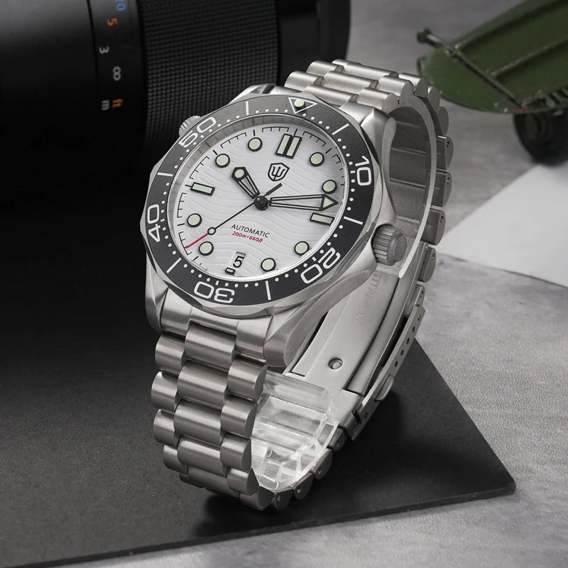 Watchdives WD007 Men Watch NH35 Automatic Movement Sapphire Luxury Watches 200m Waterproof 42mm Titanium Watch with Gift Box