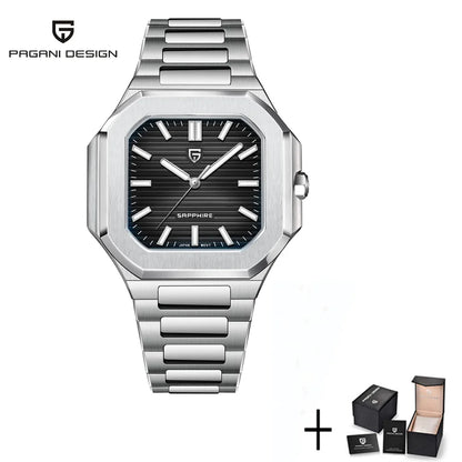 PAGANI DESIGN 2025 New 37MM Square Casual Top brand Men Watch Sapphire Glass Stainless Steel Quartz Watch Gift With Box Relojes