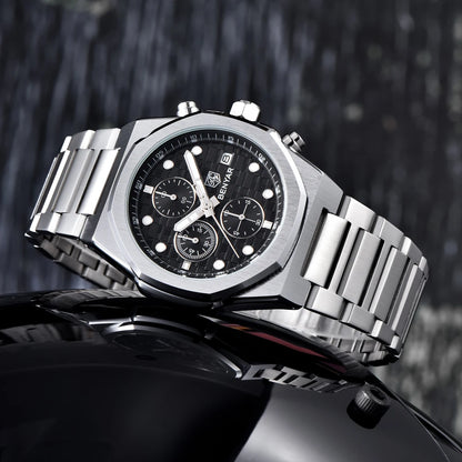 2025 New BENYAR Men's Watches Top Brand Luxury Chronograph Quartz Watch For Man Waterproof Luminous Stainless Steel Men Gift Box