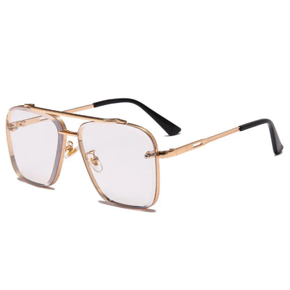 Double Bridge Square Frame Polygon Wome Sunglasses Fashion Metal Glasses Street Shot High grade Sunglasses