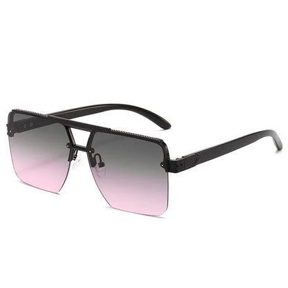 Double Bridge Square Frame Polygon Wome Sunglasses Fashion Metal Glasses Street Shot High grade Sunglasses