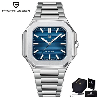 PAGANI DESIGN 2025 New 37MM Square Casual Top brand Men Watch Sapphire Glass Stainless Steel Quartz Watch Gift With Box Relojes