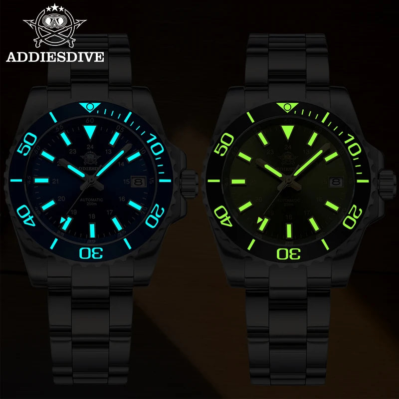 ADDIESDIVE Men's Watch 8215 Mechanical Sapphire Luminous Diving Watch 200m Ceramic Bezel Automatic Watch Clock Gift Watch AD2504