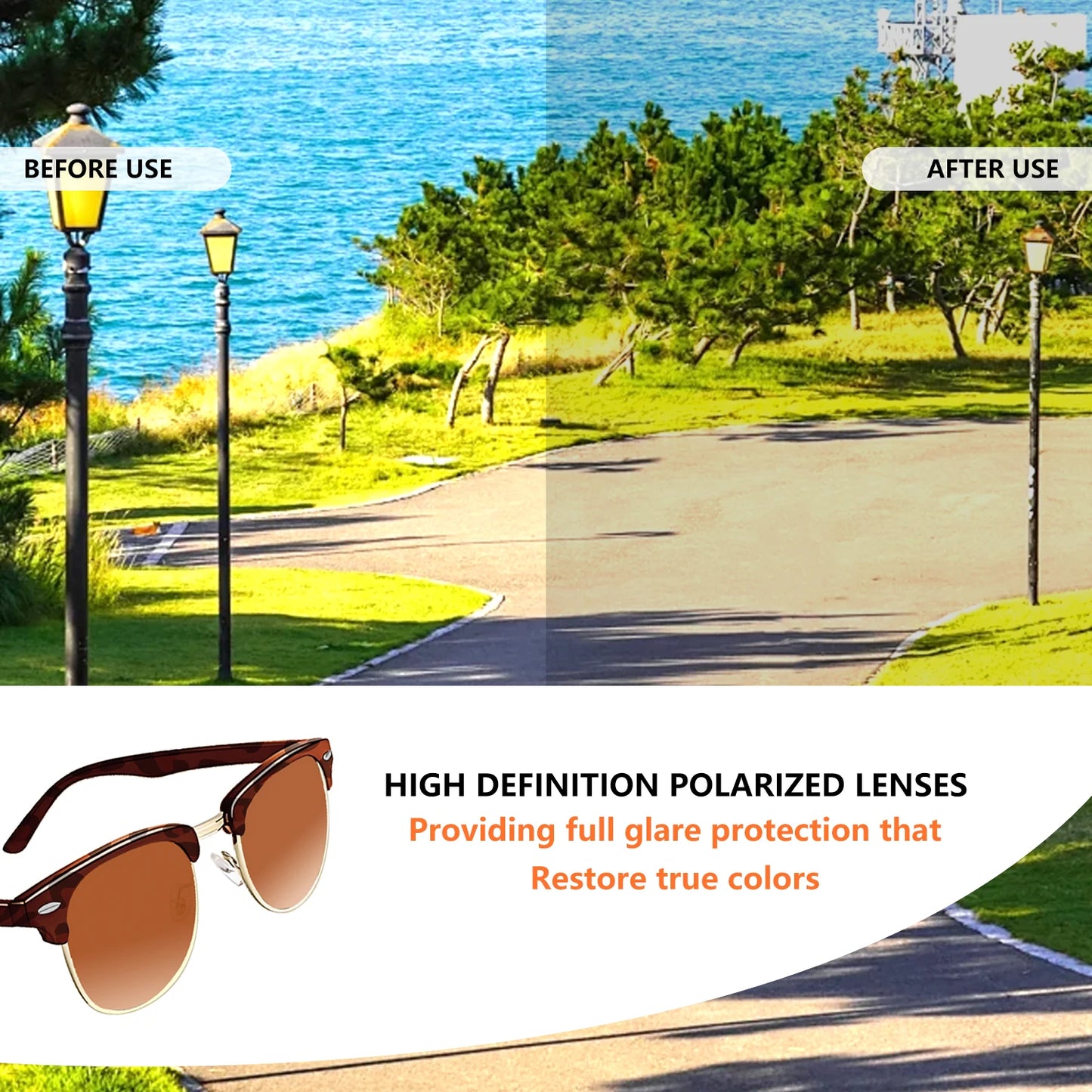 Classic square-framed sunglasses for women and men, 1 pair of vintage sunglasses with a storage bag.