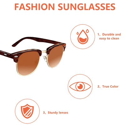 Classic square-framed sunglasses for women and men, 1 pair of vintage sunglasses with a storage bag.