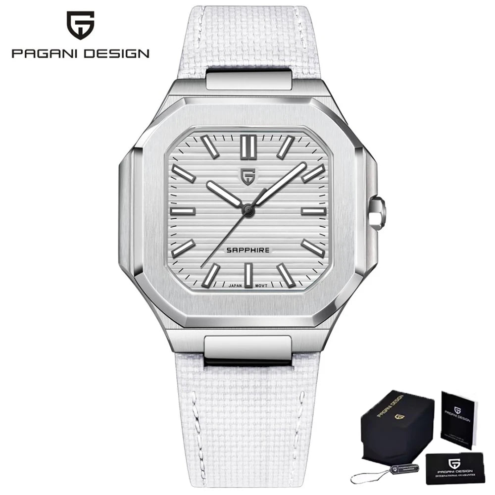 PAGANI DESIGN 2025 New 37MM Square Casual Top brand Men Watch Sapphire Glass Stainless Steel Quartz Watch Gift With Box Relojes