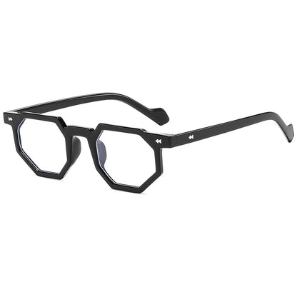 Retro Amber Polygon Small Irregular Square Women Plain Glasses Rivets Men Shades Fashionable Colorful Anti Blue Light Glasses