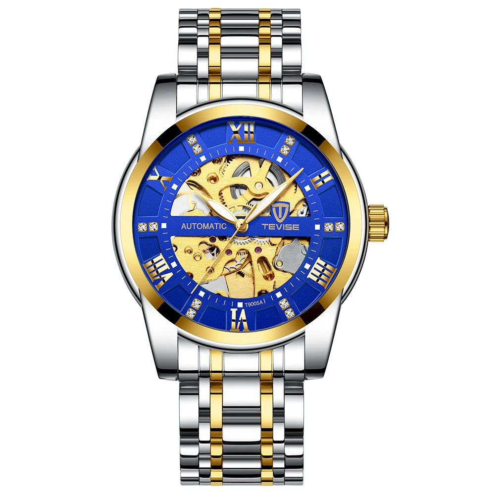 TEVISE Skeleton Watch Men Watch Automatic Mechanical Watch Fashion Luxury Watch Stainless Steel Luminous Watch Waterproof
