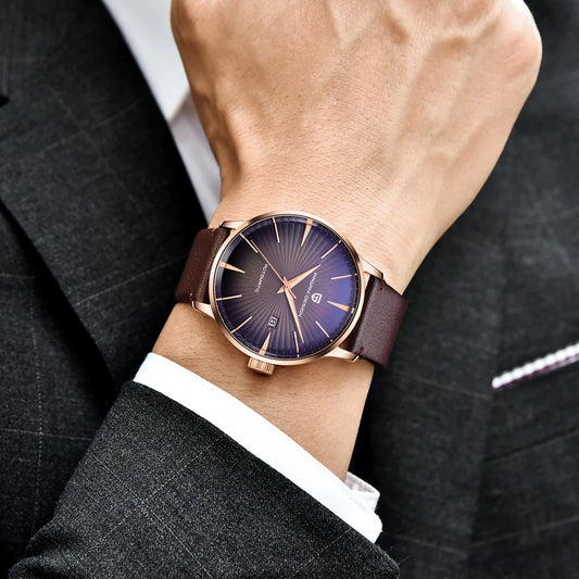 PAGANI DESIGN Watches Men New Luxury Automatic Mechanical Watch Men Gift Box Ore High-Strength Glass Waterproof Simple Leather