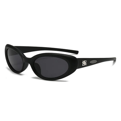 Hot Design Small Oval Futuristic Glasses Women Men Trendy Hip Hop Cat Eye Sunglasses UV400 Anti-ultraviolet Girl's Punk Eyewear