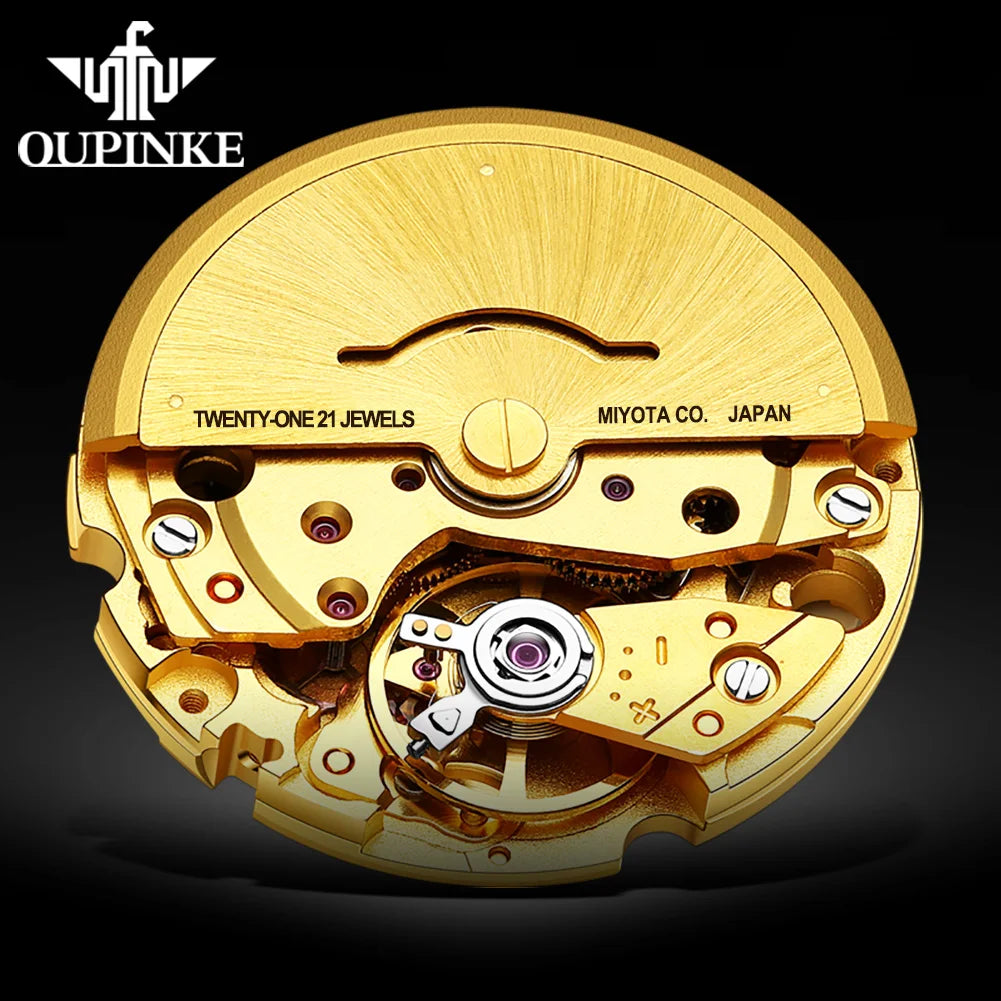 OUPINKE Brand Men's Watch Fully Automatic Mechanical Skin Strap Business 3177