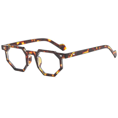 Retro Amber Polygon Small Irregular Square Women Plain Glasses Rivets Men Shades Fashionable Colorful Anti Blue Light Glasses