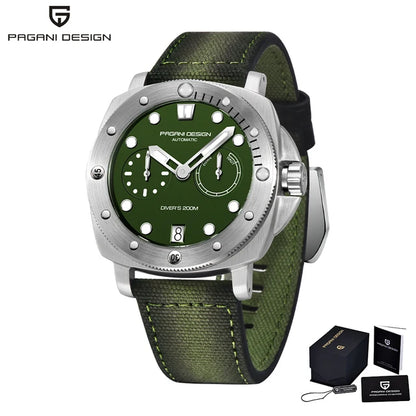 PAGANI DESIGN New Men's Automatic Mechanical Diving Watch 200m Waterproof AR Sapphire Glass Energy Storage Display Gift Box Set
