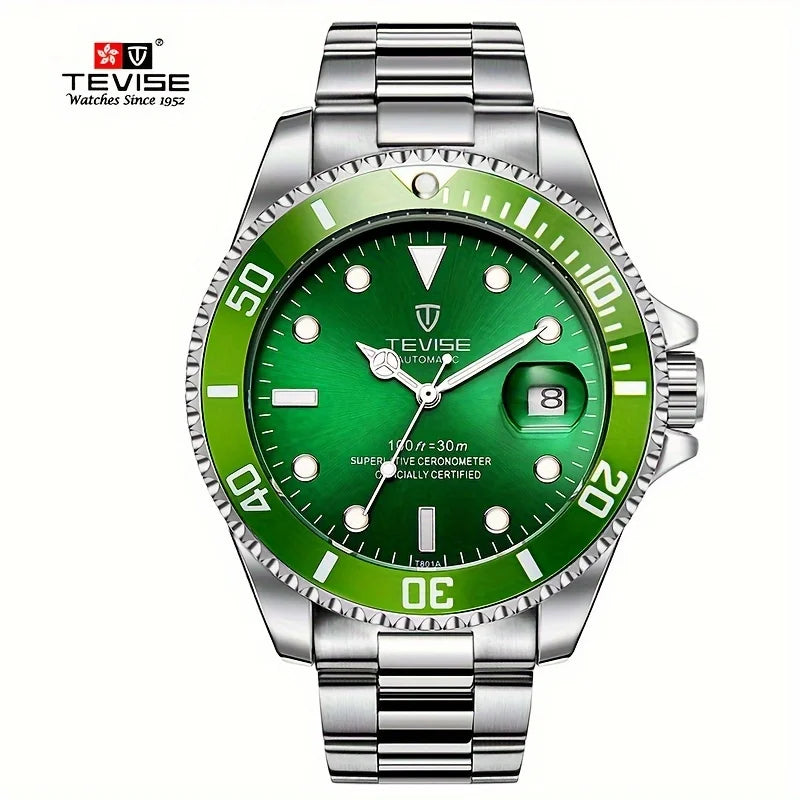 TEVISE New Men Mechanical Wristwatch Luxury Business Leisure Stainless Steel Watch Various Colors Diving Watch