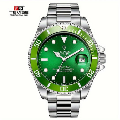 TEVISE New Men Mechanical Wristwatch Luxury Business Leisure Stainless Steel Watch Various Colors Diving Watch