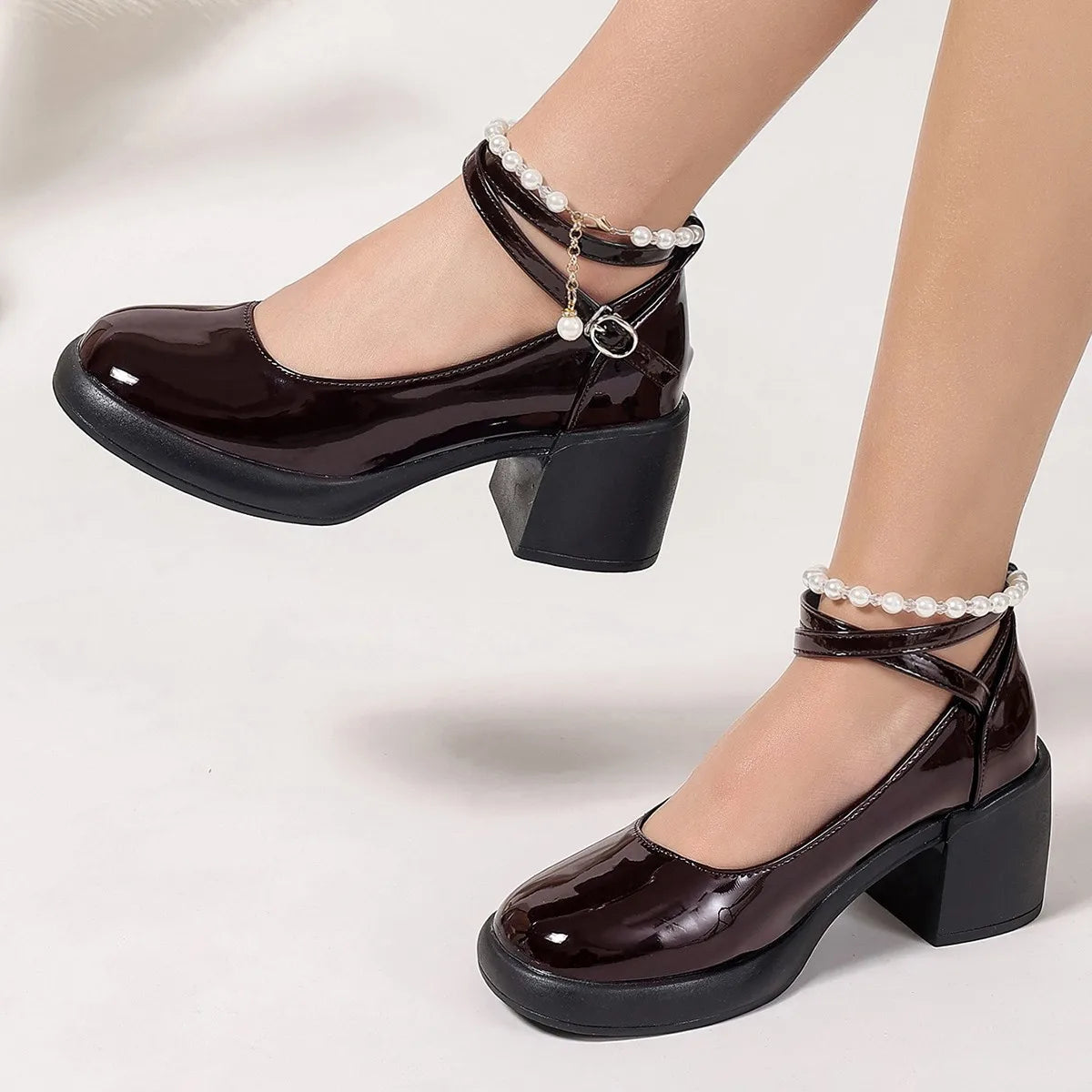 New Women Pumps Shoes Fashion Cross Strap Ladies Shallow Dress Mary Jane Shoes Female Elegant High Heel Footwear Platform Heels
