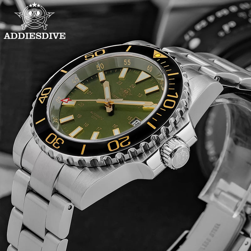 ADDIESDIVE Men's Watch 8215 Mechanical Sapphire Luminous Diving Watch 200m Ceramic Bezel Automatic Watch Clock Gift Watch AD2504