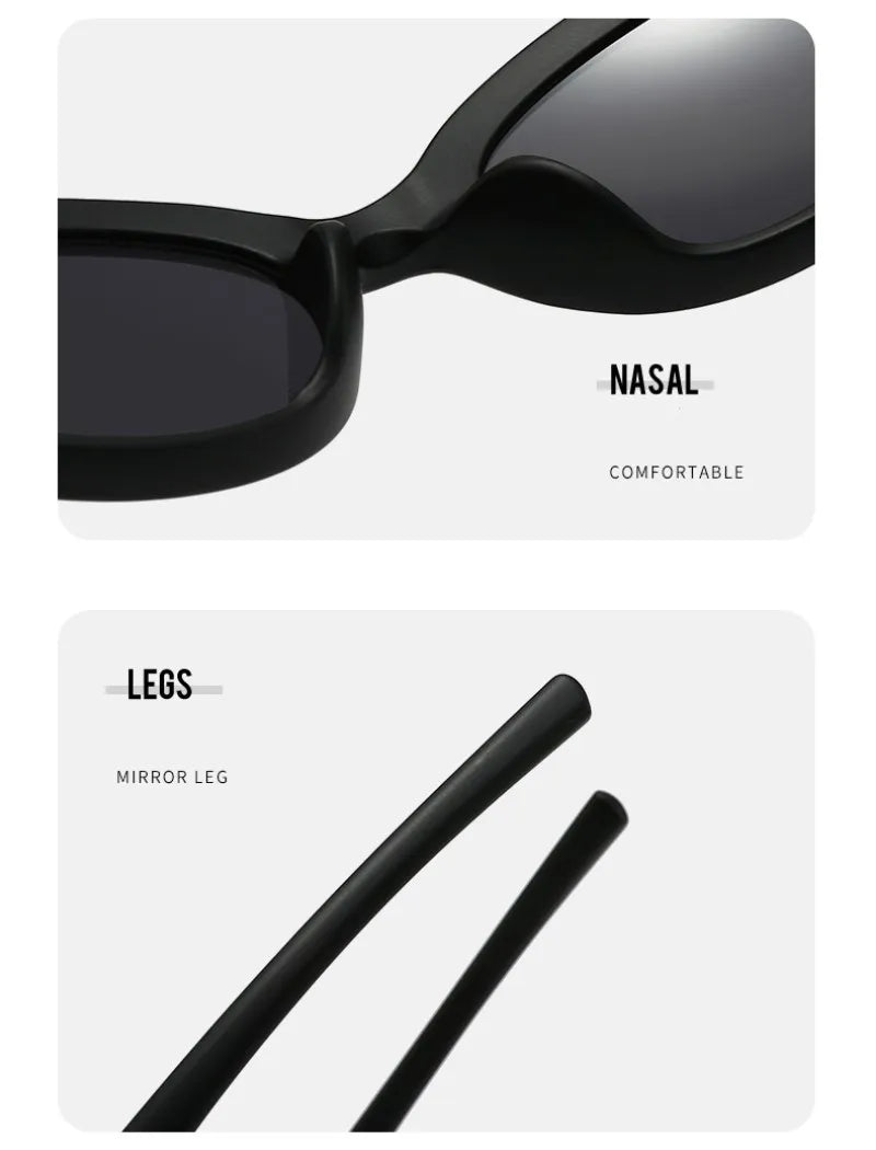 Hot Design Small Oval Futuristic Glasses Women Men Trendy Hip Hop Cat Eye Sunglasses UV400 Anti-ultraviolet Girl's Punk Eyewear