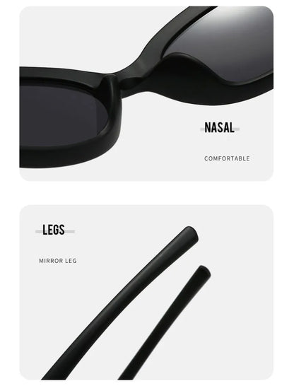 Hot Design Small Oval Futuristic Glasses Women Men Trendy Hip Hop Cat Eye Sunglasses UV400 Anti-ultraviolet Girl's Punk Eyewear