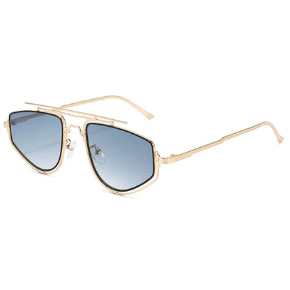 Double Bridge Square Frame Polygon Wome Sunglasses Fashion Metal Glasses Street Shot High grade Sunglasses