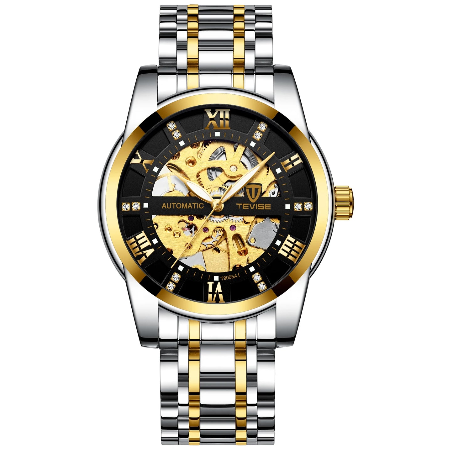 TEVISE Skeleton Watch Men Watch Automatic Mechanical Watch Fashion Luxury Watch Stainless Steel Luminous Watch Waterproof
