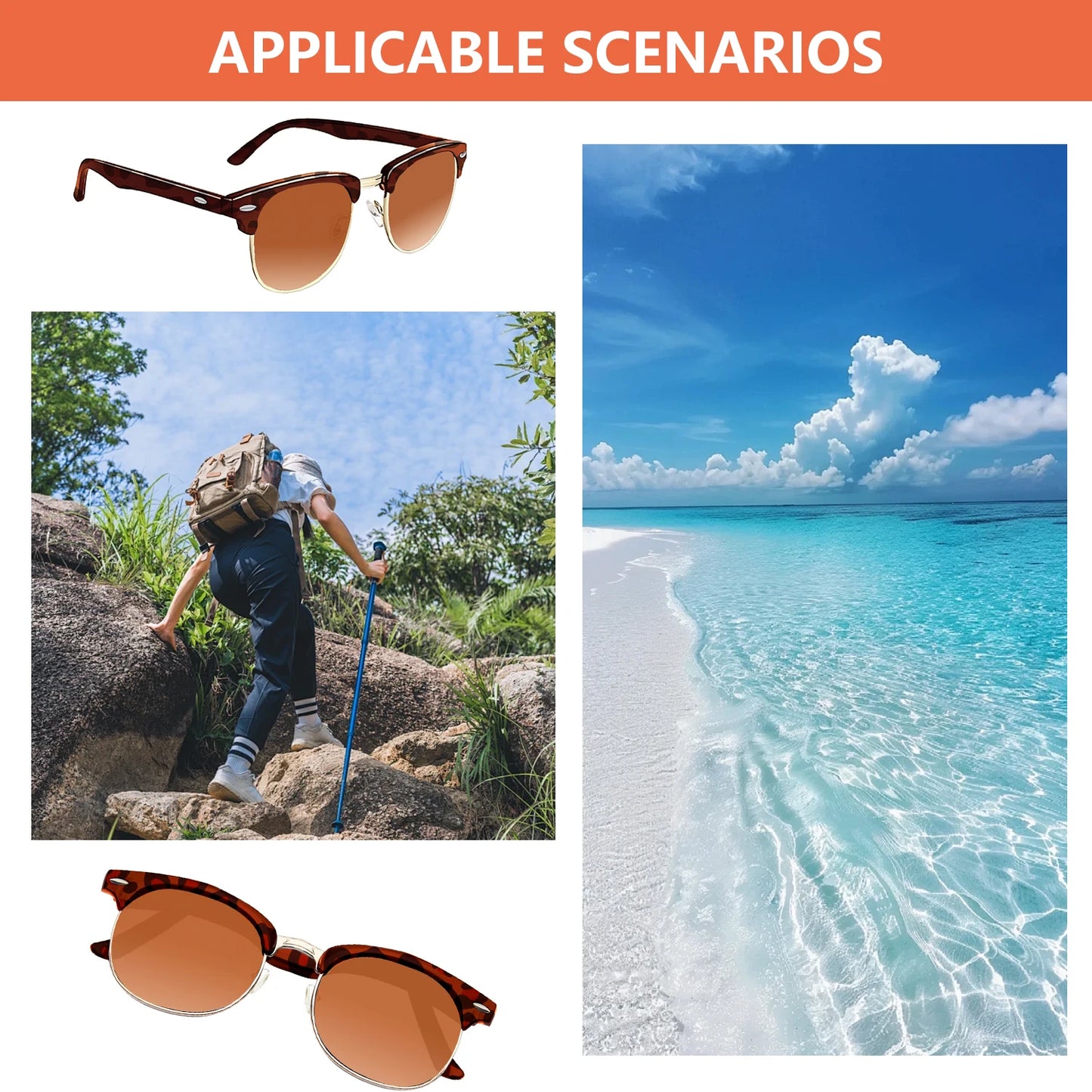 Classic square-framed sunglasses for women and men, 1 pair of vintage sunglasses with a storage bag.