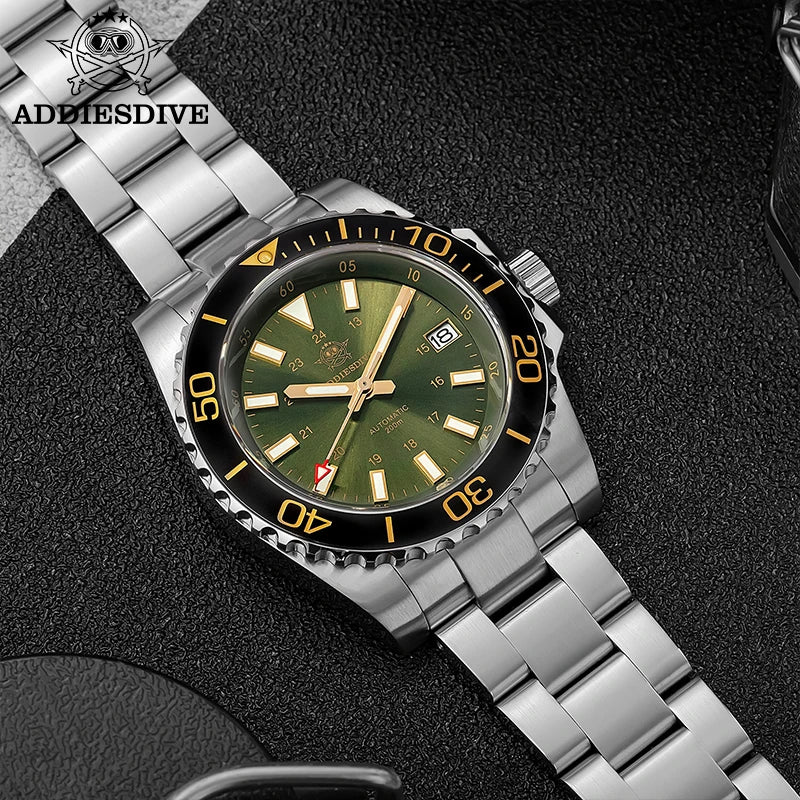 ADDIESDIVE Men's Watch 8215 Mechanical Sapphire Luminous Diving Watch 200m Ceramic Bezel Automatic Watch Clock Gift Watch AD2504