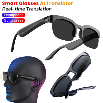 Smart Glasses AI Intelligent Real-time Translation Wireless BT Calling Music Headset Anti-UV Sunglasses Voice Assistant Glasses