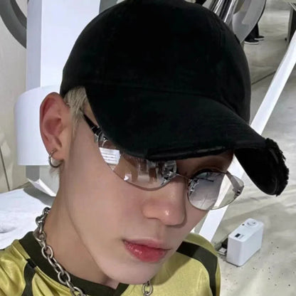 Personality Y2K Style Frameless Sunglasses Trend UV Protection Retro Eyeglasses Vintage Light Weight Punk Eyeglasses Holiday