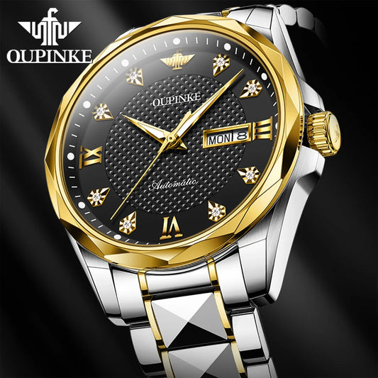 OUPINKE Brand Men's Watch Fully Automatic Mechanical Watch Calendar Week 3243