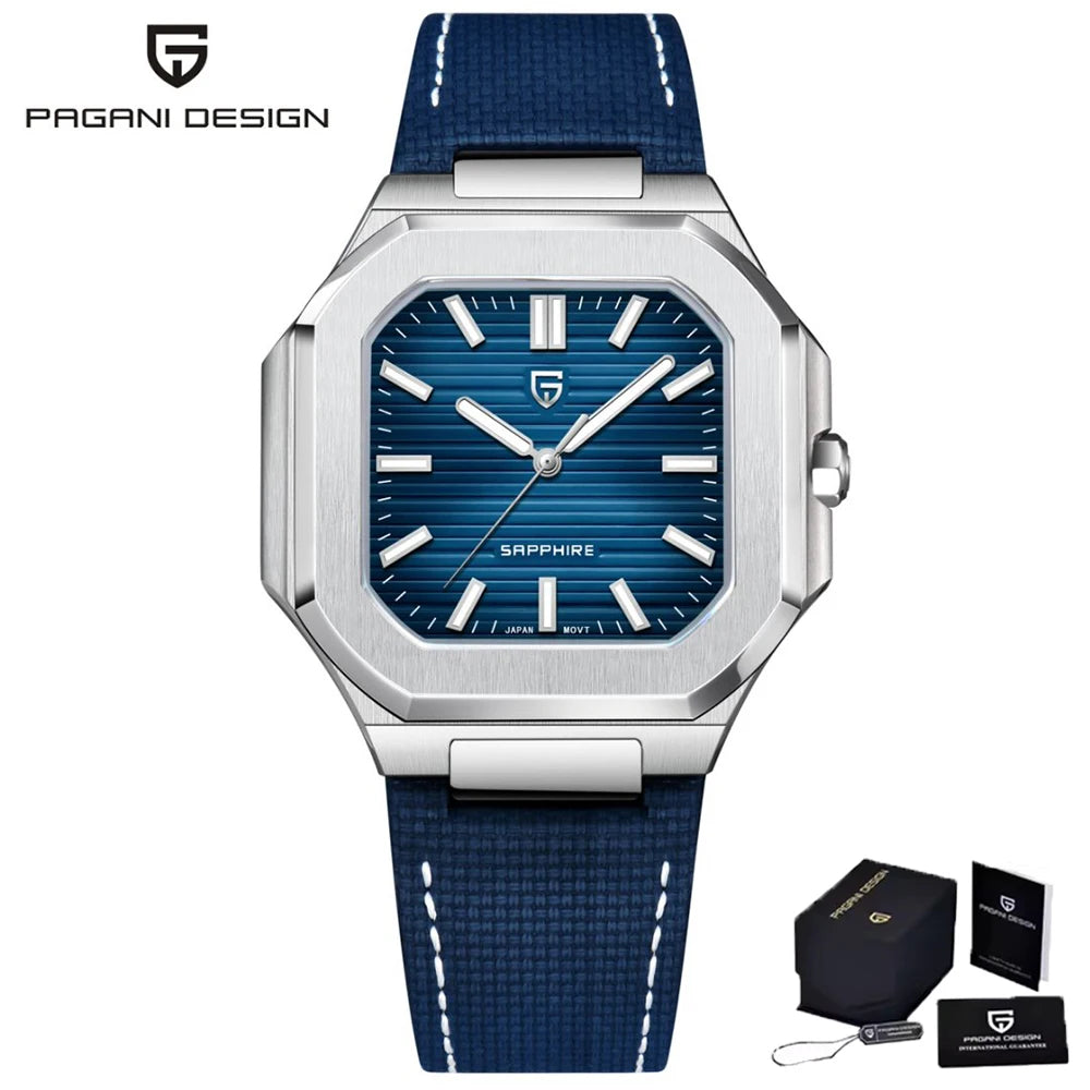 PAGANI DESIGN 2025 New 37MM Square Casual Top brand Men Watch Sapphire Glass Stainless Steel Quartz Watch Gift With Box Relojes