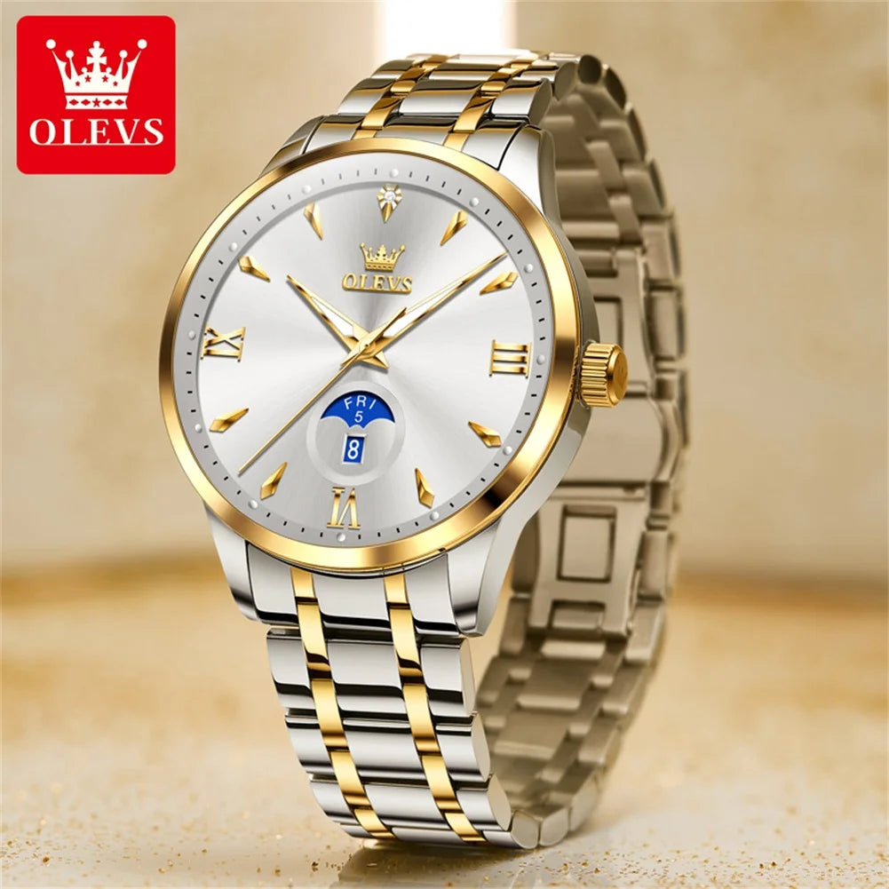OLEVS Brand Men's Watch Quartz Watch Calendar Week Business Waterproof 3646
