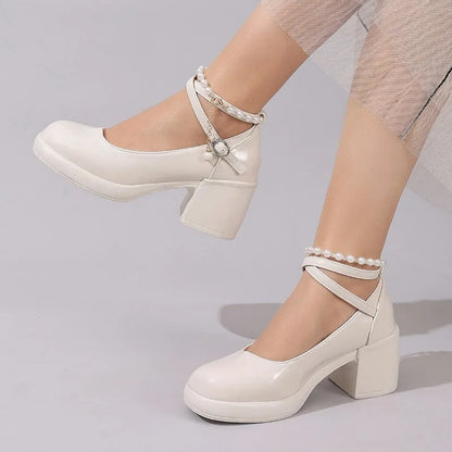 New Women Pumps Shoes Fashion Cross Strap Ladies Shallow Dress Mary Jane Shoes Female Elegant High Heel Footwear Platform Heels