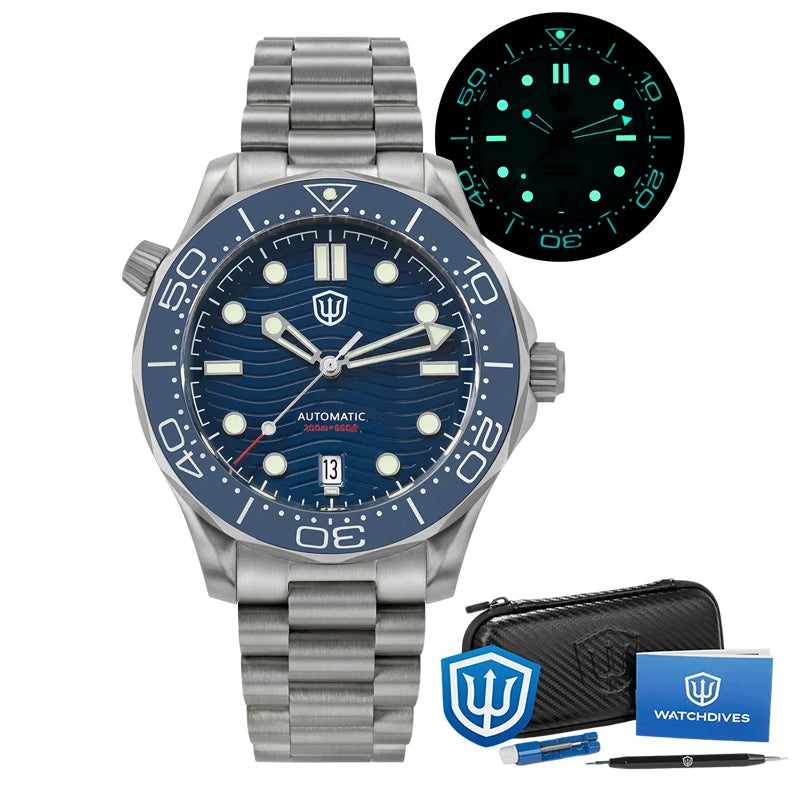 Watchdives WD007 Men Watch NH35 Automatic Movement Sapphire Luxury Watches 200m Waterproof 42mm Titanium Watch with Gift Box