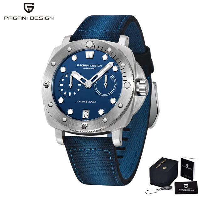 PAGANI DESIGN New Men's Automatic Mechanical Diving Watch 200m Waterproof AR Sapphire Glass Energy Storage Display Gift Box Set
