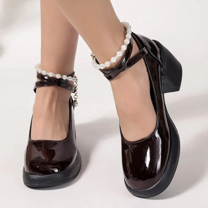 New Women Pumps Shoes Fashion Cross Strap Ladies Shallow Dress Mary Jane Shoes Female Elegant High Heel Footwear Platform Heels