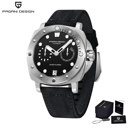 PAGANI DESIGN New Men's Automatic Mechanical Diving Watch 200m Waterproof AR Sapphire Glass Energy Storage Display Gift Box Set