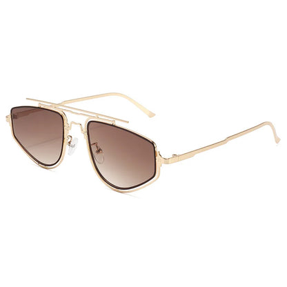 Double Bridge Square Frame Polygon Wome Sunglasses Fashion Metal Glasses Street Shot High grade Sunglasses
