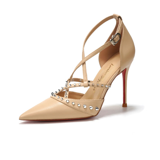 Retro Woman Shoes Sandals Stiletto Heels Suit Female Beige Original Gladiator Fashion Sexy Studded Leather High Girls Black Comf