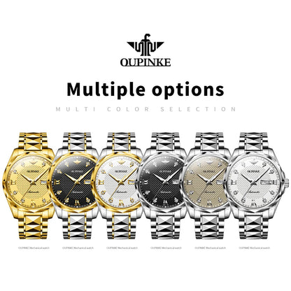 OUPINKE Brand Men's Watch Fully Automatic Mechanical Watch Calendar Week 3243