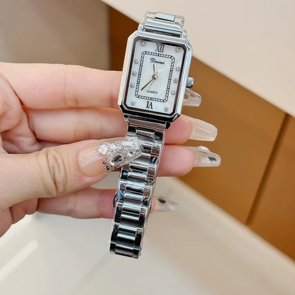 Fashion Medieval Women Watch Vintage Square Diamond Steel Belt Quartz Casual Holiday Gift Niche Design