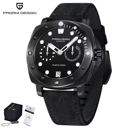 PAGANI DESIGN New Men's Automatic Mechanical Diving Watch 200m Waterproof AR Sapphire Glass Energy Storage Display Gift Box Set
