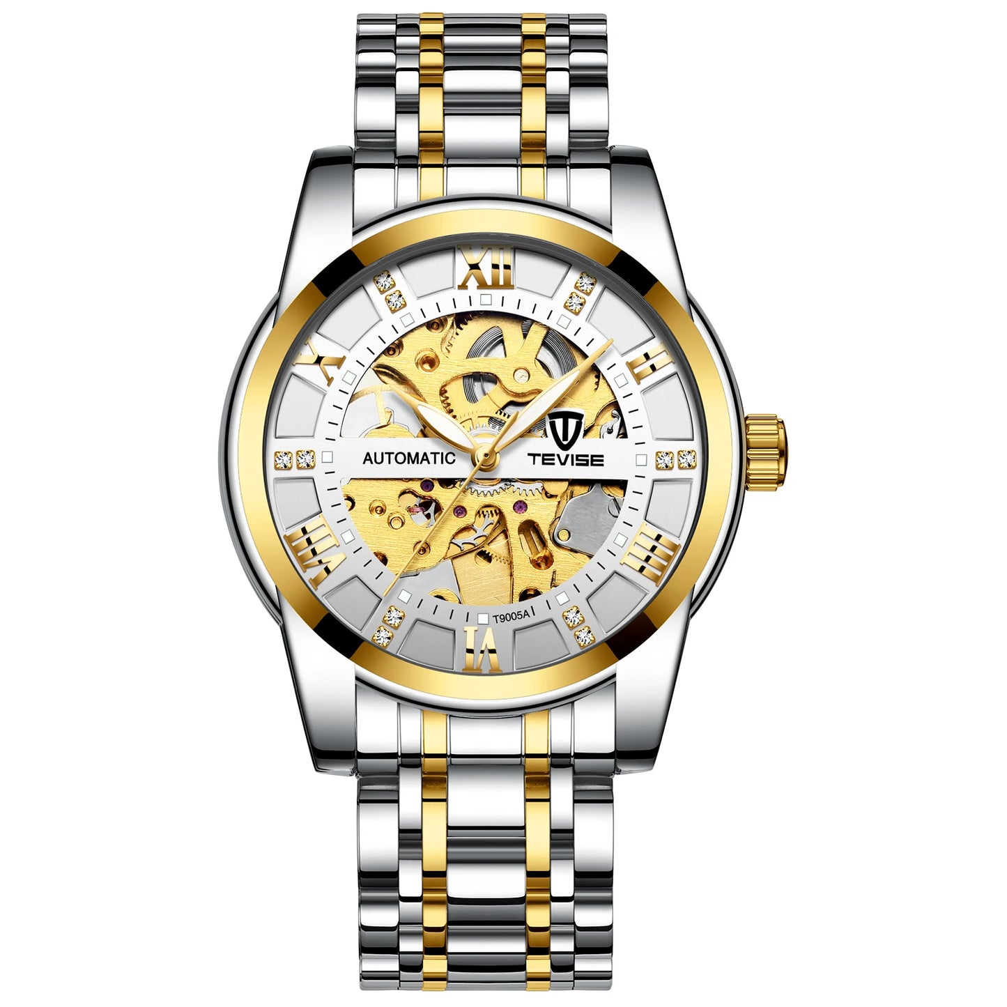 TEVISE Skeleton Watch Men Watch Automatic Mechanical Watch Fashion Luxury Watch Stainless Steel Luminous Watch Waterproof