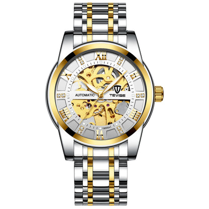 TEVISE Skeleton Watch Men Watch Automatic Mechanical Watch Fashion Luxury Watch Stainless Steel Luminous Watch Waterproof