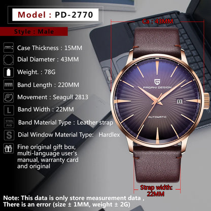 PAGANI DESIGN men's watch 2770 luxury automatic mechanical