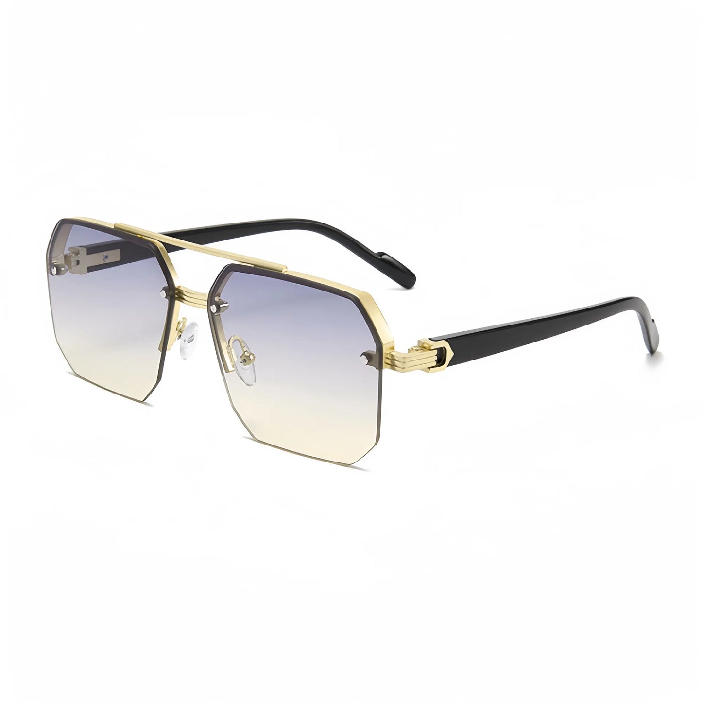 Double Bridge Square Frame Polygon Wome Sunglasses Fashion Metal Glasses Street Shot High grade Sunglasses